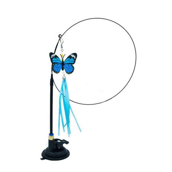 jouet chat baguette papillon bleu